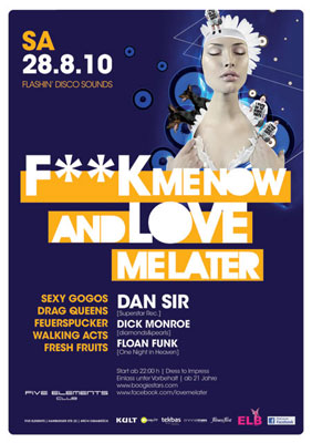 Boogiestars Present Present Fuck me now love me later im Five Elements Club Osnabrück
